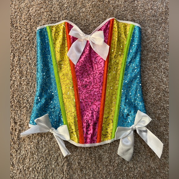 Leg AvenueWomen Multicolor Sequin Corset Size Small - Picture 3 of 8